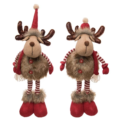 Transpac Plush Stripe Standing Reindeer Set Of 2 - Festive Christmas Decorative Objects For Holiday Cheer 3 Transpac Plush Stripe Standing Reindeer Set Of 2 - Festive Christmas Decorative Objects For Holiday Cheer