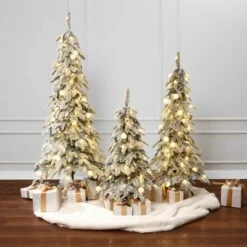 LuxenHome 3-Piece Flocked Artificial Tree Set With Lights And Metal Stand Green 18 LuxenHome 3-Piece Flocked Artificial Tree Set With Lights And Metal Stand Green -Northlight Sale GUEST 803cfeb6 8552 41d1 98c1 4997935d571e