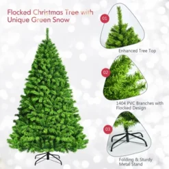 Costway 7.5ft Green Flocked Hinged Artificial Christmas Tree W/ Metal Stand Green -Northlight Sale GUEST 81b4660a 7e15 4ec1 bd41 0454b193e90f