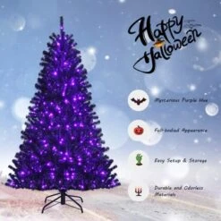 Tangkula Artificial Tree, Black Halloween Tree W/ Purple LED Lights -Northlight Sale GUEST 8279352f d0ef 4f4b bec3 af6a683cf373