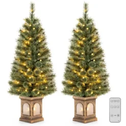 Costway 4 FT Pre-Lit Potted Christmas Tree Pine Needles 3 Dynamic Modes Remote Control -Northlight Sale GUEST 84eab7f9 d16c 42c7 b679 6c685f59ab6a