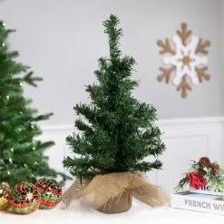 Northlight 1.5 FT Unlit Artificial Christmas Tree Mixed Green Pine In Burlap Base