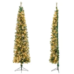 Costway 7ft Pre-lit PVC Artificial & Pine Needles Half Christmas Tree W/ 450 Branch Tips & 150 Lights -Northlight Sale GUEST 874bdc14 6e6b 4fcd 9d4c 5f53abd17aa6