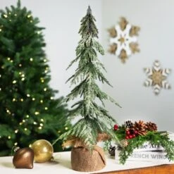 Northlight Mini Icy Pine Christmas Tree In Burlap Base - 24" - Unlit
