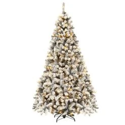 Costway 6ft/7.5ft/9ft Pre-Lit Premium Snow Flocked Hinged Artificial Christmas Tree With 250 Lights/450 Light/550 Lights -Northlight Sale GUEST 898fcf5c 6196 4bfe 8dba bbd7e9de9028