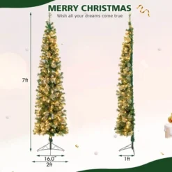 Costway 7ft Pre-lit PVC Artificial & Pine Needles Half Christmas Tree W/ 450 Branch Tips & 150 Lights -Northlight Sale GUEST 8a1adb30 e835 4d3d 8861 f94f182d31c2
