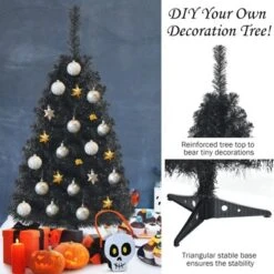 Tangkula 3 Ft Black Artificial Tree Unlit Halloween And Christmas Decoration Tree Compact Festival Party Supplies Black/Pink -Northlight Sale GUEST 8c1d7fdc dca4 4b0d b6bb 8a89a7eac4a7