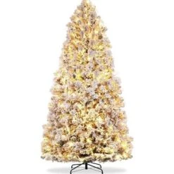 Artificial Christmas Tree With White Lights & Foldabe Metal Stand, Flocked Christmas Pine Trees For Home, Holiday Decoration -Northlight Sale GUEST 8c56e371 83ec 4edc bb51 1ad1af6edf99