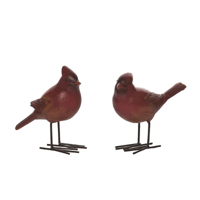 Transpac Set Of 2 Detailed Cardinal Resin Christmas Home Decorations For Festive Holiday Decor 3 Transpac Set Of 2 Detailed Cardinal Resin Christmas Home Decorations For Festive Holiday Decor