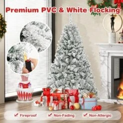 Costway 6 FT/7FT/8FT Pre-Lit Christmas Tree 3-Minute Quick Shape Flocked Decor With 300/450/600 LED Lights -Northlight Sale GUEST 8f3f0705 3233 4bd2 bf4c 3524f7a7e53e