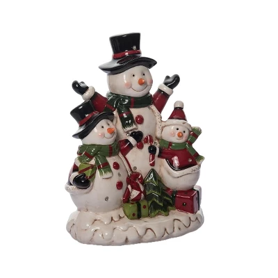 Transpac Dolomite Light Up Jolly Snowmen Décor - Festive Christmas Decorative Objects For Holiday Cheer 5 Transpac Dolomite Light Up Jolly Snowmen Décor - Festive Christmas Decorative Objects For Holiday Cheer - Image 3