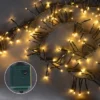 J. Hofert Co 200 Warm White Multi-Function LED M5 Mini Christmas Lights - 20.5 Ft Black Wire