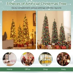 Costway 4' 5' 6' Artificial Christmas Tree Set Of 3 With Realistic Accumulated Snow -Northlight Sale GUEST 98b4cddf 50f0 42e0 ae64 e07d358b50c3