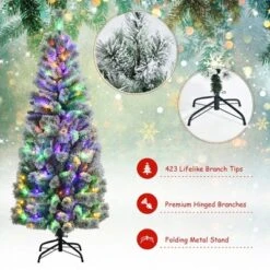 Costway 6FT Pre-Lit Hinged Christmas Tree Snow Flocked W/9 Modes Remote Control Lights -Northlight Sale GUEST 990c569a 6aec 476b ac24 4a9fde88099b