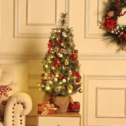 Small Xmas Tree, Mini Christmas Tree W/Lights, 3ft Christmas Tree Pre-lit W/78 Warm White LED Lights,Red Berry Clusters And Cloth Bag Base,2pcs -Northlight Sale GUEST 9a2c9814 e2ea 445a 9e2a f74f8482bdc6