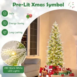 Costway 6/7.5/9 FT Flocked Christmas Tree With 671/913/1310 PE PVC Branch Tips 280/350/470 Warm White LED Lights 18 Costway 6/7.5/9 FT Flocked Christmas Tree With 671/913/1310 PE PVC Branch Tips 280/350/470 Warm White LED Lights -Northlight Sale GUEST 9d38eee0 a5e8 4b18 b32b 7ae86646162b