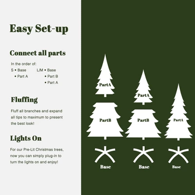 LuxenHome 3-Piece Flocked Artificial Tree Set With Lights And Metal Stand Green 11 LuxenHome 3-Piece Flocked Artificial Tree Set With Lights And Metal Stand Green - Image 9