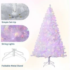 7.5FT White Pre-Lit Christmas Tree, Artificial Christmas Tree With 2 Color Lights And Foldable Metal Base, Holiday Decoration For Indoor Outdoor -Northlight Sale GUEST 9fd56a75 e33e 4610 82cc 17c773a5b368