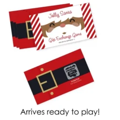 Big Dot Of Happiness Jolly Santa Claus - Christmas Party White Elephant Gift Exchange Game Scratch Off Cards - 22 Count