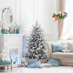 Costway 4.5/6/7 FT Flocked Christmas Tree With 8 Lighting Modes 160/260/350 Multi-Color LED Lights -Northlight Sale GUEST a73a0801 2fd8 4836 bd2a 2a469b22f391