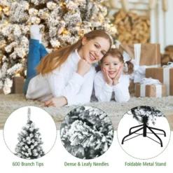 Costway 6ft/7.5ft/9ft Pre-Lit Premium Snow Flocked Hinged Artificial Christmas Tree With 250 Lights/450 Light/550 Lights -Northlight Sale GUEST a9a45afb 27e1 4a11 8ad4 60ecdab6e969