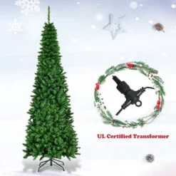 Costway 6.5ft Pre-Lit Hinged Pencil Christmas Tree 250 White Lights -Northlight Sale GUEST aa2ff37e 4f86 4b17 8c54 2500eec35c66