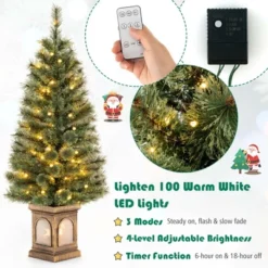 Costway 4 FT Pre-Lit Potted Christmas Tree Pine Needles 3 Dynamic Modes Remote Control -Northlight Sale GUEST aa79e552 28bd 4c0a 9795 d32dda715601