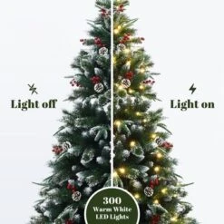 LuxenHome 6Ft Pre-Lit Artificial Pine Christmas Tree With Frosted Tips, Pinecones, And Red Berries Green 13 LuxenHome 6Ft Pre-Lit Artificial Pine Christmas Tree With Frosted Tips, Pinecones, And Red Berries Green -Northlight Sale GUEST ac728796 ff15 4cbd aff7 f3fac7d8dd14