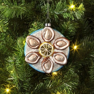 4" Christmas Glass Oyster Ornament Blue Plate - Wondershop™ 3 4" Christmas Glass Oyster Ornament Blue Plate - Wondershop™