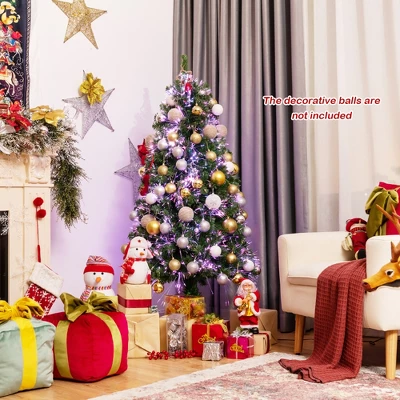 Costway 5/6/7 Ft Pre-lit Fiber Optic PVC Artificial Christmas Tree With 449/617/820 Branch Tips 6 Costway 5/6/7 Ft Pre-lit Fiber Optic PVC Artificial Christmas Tree With 449/617/820 Branch Tips - Image 4