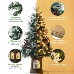 Pre-Lit 3Ft Snow Flocked Artificial Christmas Tree W/ 78 White LED Lights & Lighting Elk Base, 8 Modes Tabletop Mini Tree For Home Decor, 2 Pack -Northlight Sale GUEST ae78da09 3121 472c aabe d161c7a993db