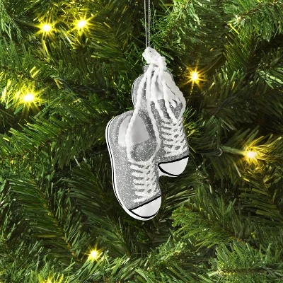 5.31" Christmas Glass Silver Shoes Ornament - Wondershop™ 3 5.31" Christmas Glass Silver Shoes Ornament - Wondershop™
