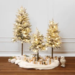 LuxenHome 3-Piece Pre-Lit Snowy Branches Artificial Christmas Tree Set With Metal Base Green -Northlight Sale GUEST b0cc7af6 22cb 43e8 ba69 6c900dfdeda2