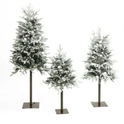 LuxenHome 3-Piece Pre-Lit Snowy Branches Artificial Christmas Tree Set With Metal Base Green -Northlight Sale GUEST b156b13f 284e 49a1 9122 af7dce0795b1
