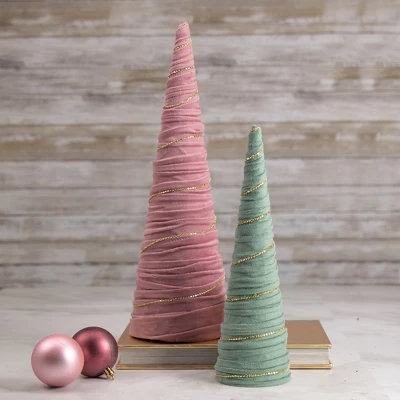 Northlight Twisted Cone Tree With Shiny Garland Christmas Decoration - 15.25" - Pink 3 Northlight Twisted Cone Tree With Shiny Garland Christmas Decoration - 15.25" - Pink