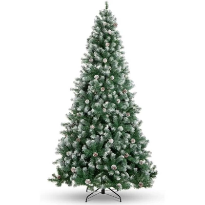 4.5/6/7.5/9ft Pre-Lit Artificial Christmas Tree With Pinecones, Warm White Lights, Hinged Branches, PVC Fir Tips, Easy Assembly 3 4.5/6/7.5/9ft Pre-Lit Artificial Christmas Tree With Pinecones, Warm White Lights, Hinged Branches, PVC Fir Tips, Easy Assembly