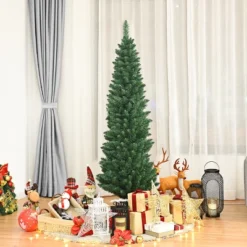 Costway 5'/6'/7'/8' /9' PVC Artificial Pencil Christmas Tree Slim Green -Northlight Sale GUEST b23cb977 1e05 40a5 928a a7a0d80afc60