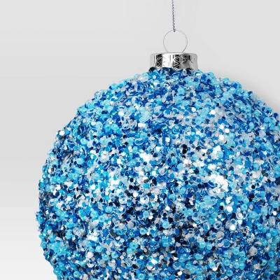4" Christmas Chunkey Glitter Ball Ornament Light Blue - Wondershop™ 4 4" Christmas Chunkey Glitter Ball Ornament Light Blue - Wondershop™ - Image 2