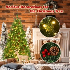 Costway 4.5Ft6.5Ft7.5Ft Pre-lit Hinged Christmas Tree W/ Pine Cones Red Berries And 300450450 LED Lights -Northlight Sale GUEST b2d44bdc 4fa3 434a a08c ac2b1216d53d