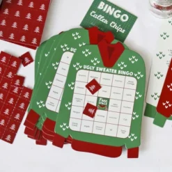 Big Dot Of Happiness Ugly Sweater - Bar Bingo Cards And Markers - Holiday And Christmas Party Shaped Bingo Game - Set Of 18 -Northlight Sale GUEST b31c871f 43a1 4f3a 881c 92b1f3bd7e9b