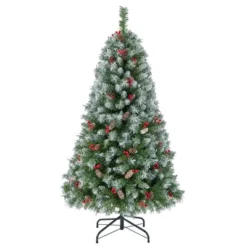 Costway 5FT/6.5FT/7.5FT Artificial Christmas Tree Hinged With 200/420/560/650 Warm LED Lights & 126/207/267/309 Red Berries -Northlight Sale GUEST b3c4f5e1 3bb6 4dae b46f f0e013dc4804
