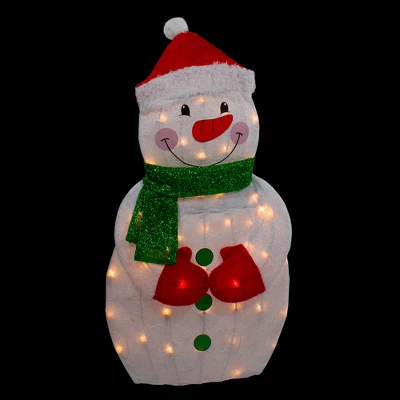Northlight 32" Lighted 2D Chenille Snowman With Scarf Outdoor Christmas Decoration 4 Northlight 32" Lighted 2D Chenille Snowman With Scarf Outdoor Christmas Decoration - Image 2