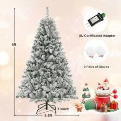 Costway 6 FT/7FT/8FT Pre-Lit Christmas Tree 3-Minute Quick Shape Flocked Decor With 300/450/600 LED Lights -Northlight Sale GUEST b828fda2 b022 43aa 923f 107fe1c42cd5