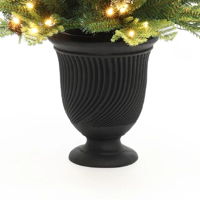 LuxenHome 4.5Ft Pre-Lit Artificial Pine Christmas Tree With Pinecones And Black Urn Planter Pot Green 4 LuxenHome 4.5Ft Pre-Lit Artificial Pine Christmas Tree With Pinecones And Black Urn Planter Pot Green - Image 2