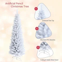 Costway 6ft Unlit Artificial Slim Pencil Christmas Tree With Metal Stand White -Northlight Sale GUEST bfe337ed 80c4 4b32 b456 6058139ed415