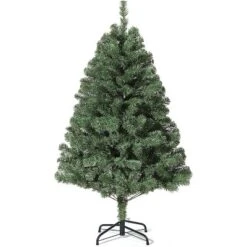 Garvee Flocked Christmas Tree, Prelit Snowy Tree With 8 Modes, Foldable Stand, Foot Pedal, Holiday Home Decoration, White Flock