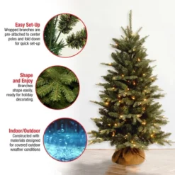 4' Prelit Evergreen Artificial Christmas Tree In Burlap Bag Clear Lights - National Tree Company -Northlight Sale GUEST c3569ce6 18a4 4e7e b81a 304aae871fff