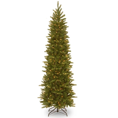 National Tree Company 6.5' Prelit Pencil Slim Grand Fir Artificial Christmas Tree Clear Lights 3 National Tree Company 6.5' Prelit Pencil Slim Grand Fir Artificial Christmas Tree Clear Lights