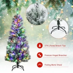 Costway 5FT Pre-Lit Hinged Christmas Tree Snow Flocked W/9 Modes Remote Control Lights -Northlight Sale GUEST c5508dd4 fc93 4375 97a8 1c20a20c01a6