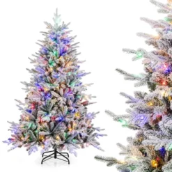 Costway 4.5/6/7 FT Flocked Christmas Tree With 8 Lighting Modes 160/260/350 Multi-Color LED Lights -Northlight Sale GUEST c5c68bce fe8c 4e0c 8dd8 8548d759dfea